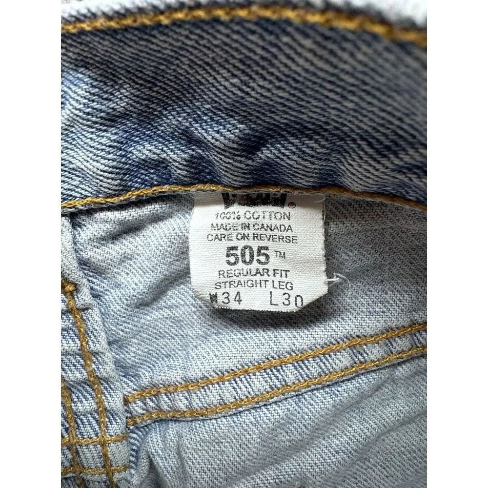 Vintage Levi's‎ 505 Blue Denim Jeans Regular Fit Made In Canada Mens 32x30 y2k